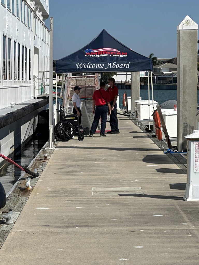 No long lines--photo of the boarding tent