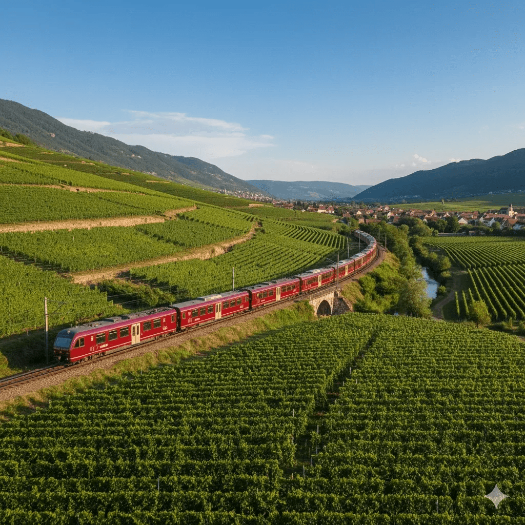 Image of a real journey through the vineyards